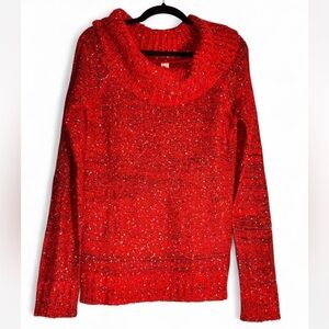 No Boundaries size Large  Sparkling Red Cowl Neck Sweater